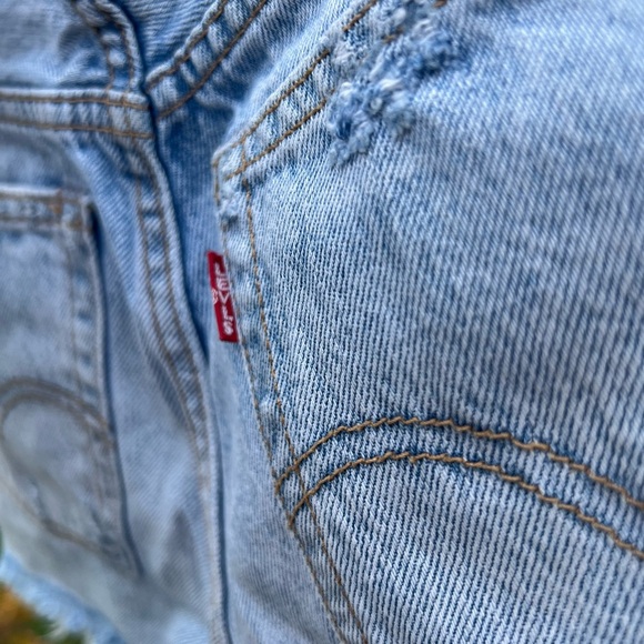 Levi's Blue Jean Shorts Crop Tie Front - Picture 7 of 9